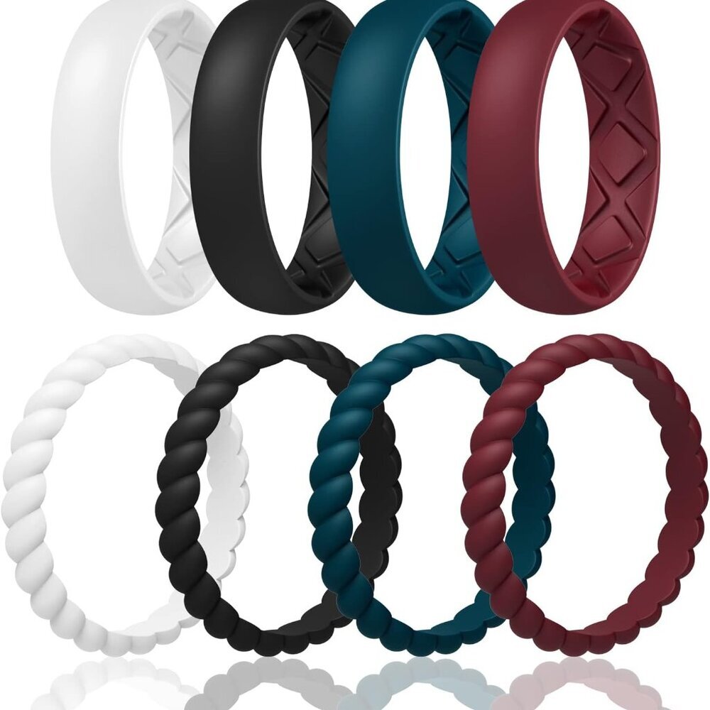 Women's Wedding Bands, Silicone Stacking Rings for Her, Rubber Inner Arc Ergonom - Picture 1 of 5